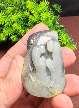 和田玉吊坠达摩黑白分明细腻