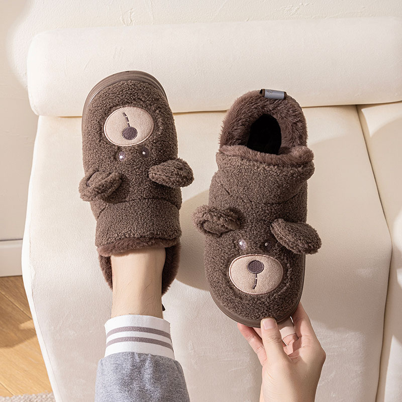卡通小熊保暖包跟高帮棉鞋
