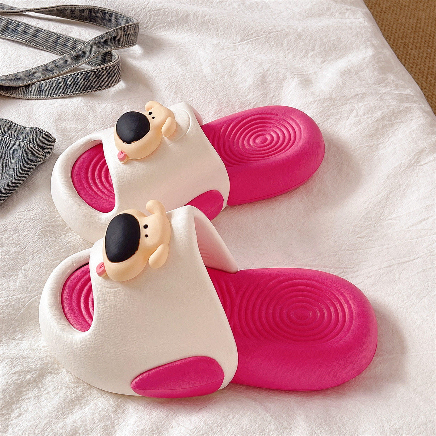 凉拖鞋女夏季2026新款可爱吐舌小狗室内家居宿舍厚底防滑浴室拖鞋,女鞋,一字拖,淘宝优惠券,粉丝福利购,淘宝优惠卷