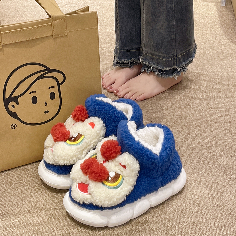 冬季可爱醒狮室内居家棉鞋
