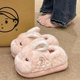 外穿可爱兔子毛绒室内居家防滑月子包跟保暖棉鞋 新款 女冬季 棉拖鞋