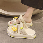 女款 夏季 卡通可爱外穿沙滩防滑EVA厚底两穿时尚 踩屎感凉鞋 凉拖鞋
