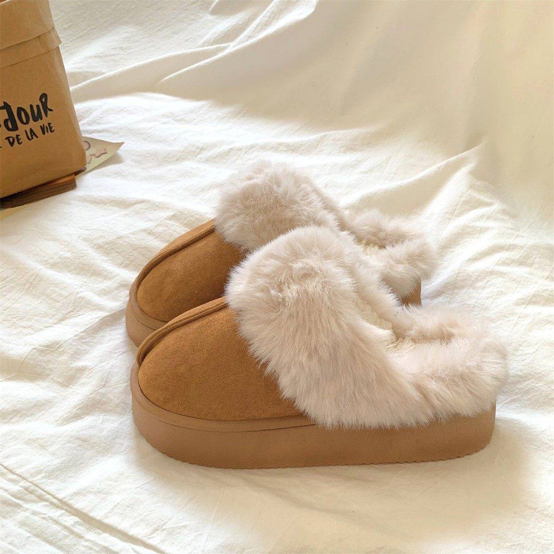 棉拖鞋女士2026新款厚底增高居家毛绒保暖ins复古百搭雪地靴外穿,女鞋,毛毛鞋,淘宝优惠券,粉丝福利购,淘宝优惠卷