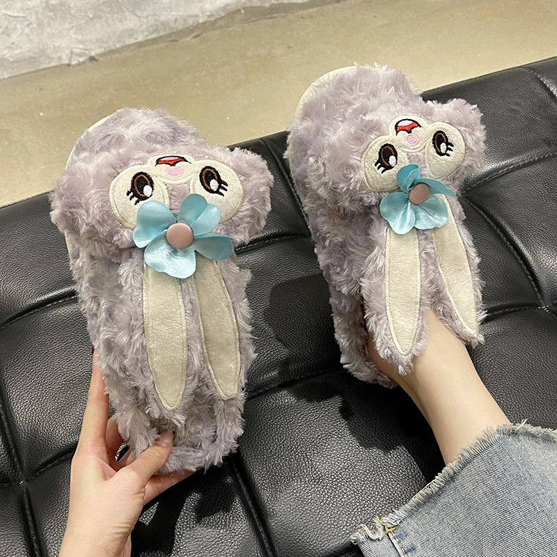 秋冬季棉拖鞋可爱卡通包跟