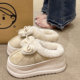 毛毛鞋 女冬季 厚底防滑室内外穿加绒加厚保暖包头可爱蝴蝶结雪地靴