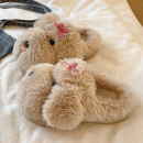 月子棉拖鞋女款冬季可爱蝴蝶结小狗居家室内毛绒保暖防滑毛毛拖鞋