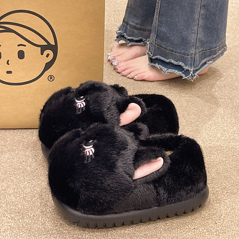 可爱猫咪毛绒保暖包跟棉鞋