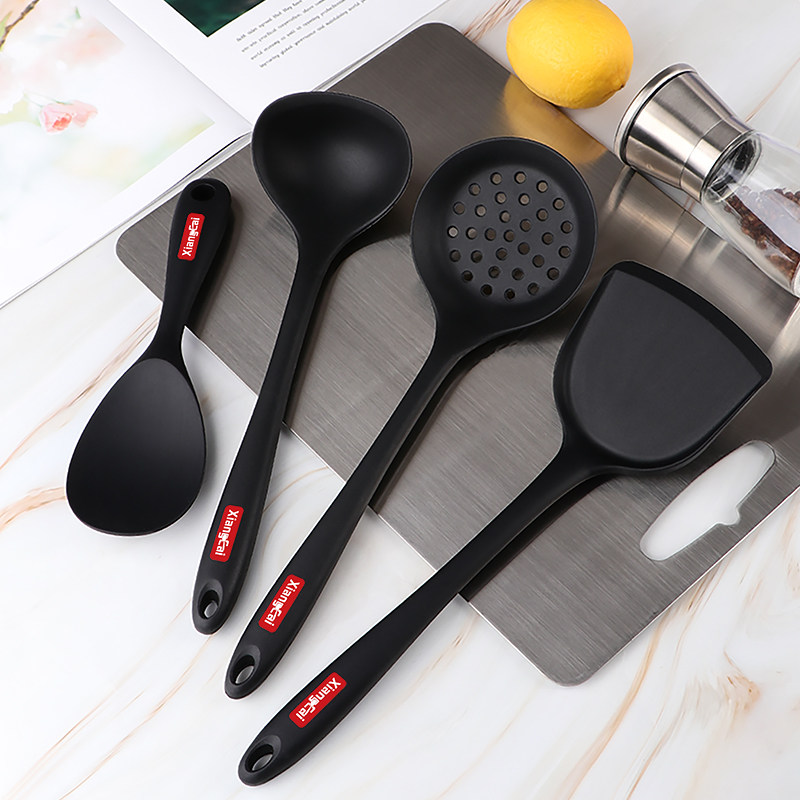 香彩硅胶铲家用锅铲厨房炒菜铲子不粘锅专用厨具漏勺炒勺套装