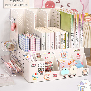 文件收纳架办公桌置物架桌面文件架工位书架书立架多层四联文件栏立式学生整理档案文件夹收纳盒资料文件框D1