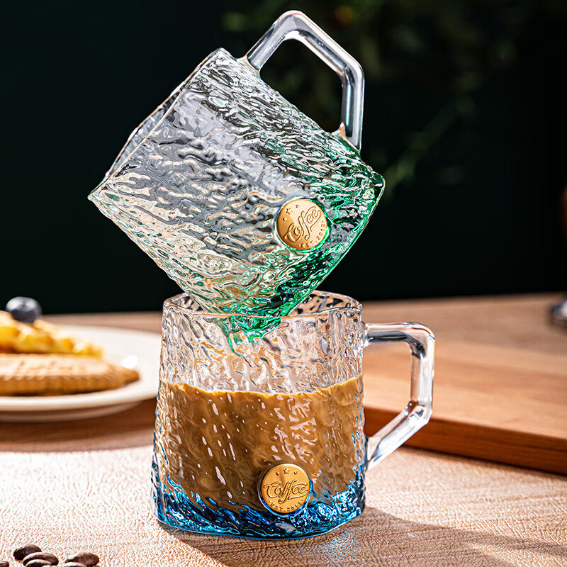 玄冰玻璃杯冰纹肌理水杯饮料杯果汁杯茶杯