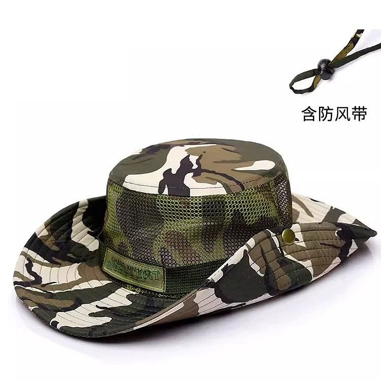 迷彩渔夫帽男士夏天这样防晒户外钓鱼盆帽女生可折叠防风带太阳帽