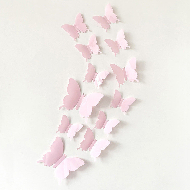 12只纯色立体仿真蝴蝶墙贴墙面装饰客厅卧室儿童房墙上自粘创意贴,家居饰品,软装墙贴,淘宝优惠券,粉丝福利购,淘宝优惠卷