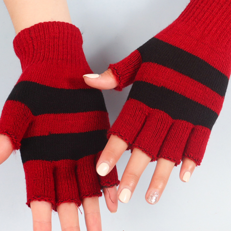 半指毛线手套露手指冬天保暖工作