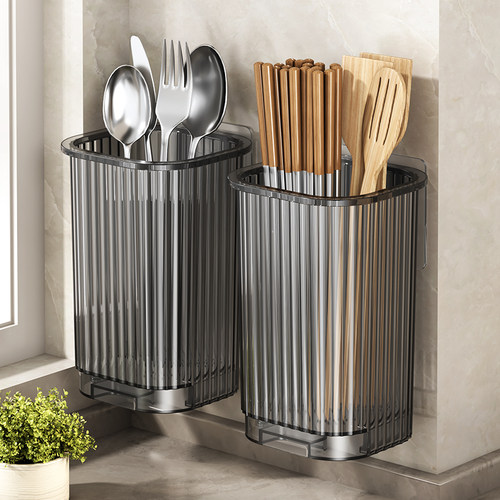 筷子收纳盒餐具笼架免打孔壁挂式