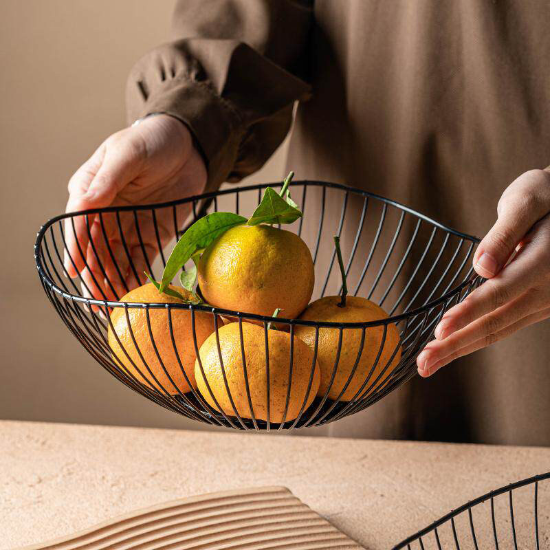香彩铁艺摆盘水果篮收纳筐家用客厅创意艺术果盘零食摆放盘干果盆