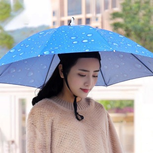 钓鱼伞帽头戴伞折叠头伞帽户外防风雨晒遮阳垂钓大号双层帽子雨伞