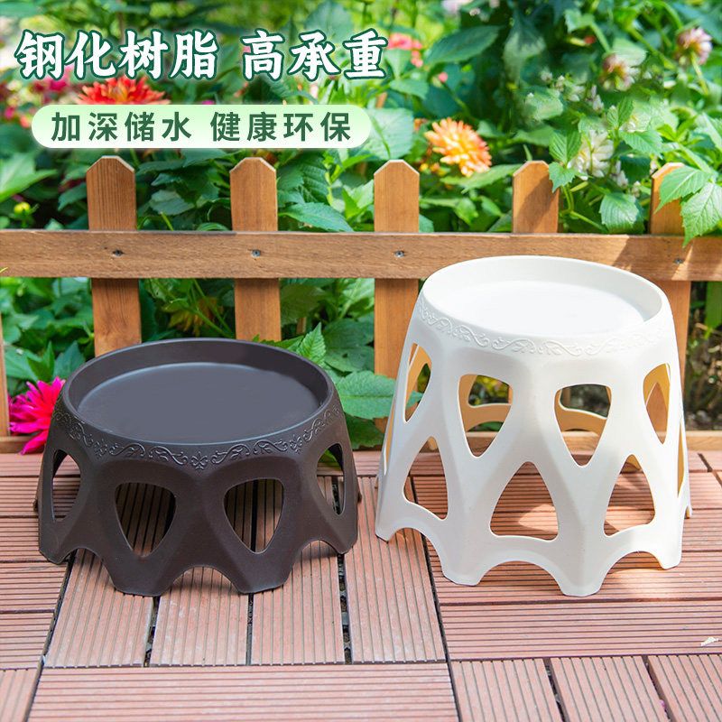 香彩镂空花凳室内客厅阳台花架创意树脂加厚无异味轻奢花盆托盘