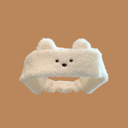 可爱魔术贴小熊熊猫宽边毛绒发带