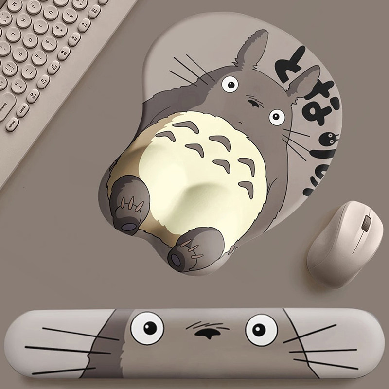 可爱超萌龙猫卡通ins风鼠标垫办公室护腕托男女生键盘手托防滑垫