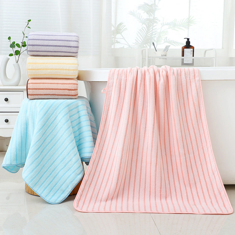 140*70cm锦雪绒珊瑚绒浴巾加厚柔软吸水速干不易掉毛包边新款浴巾