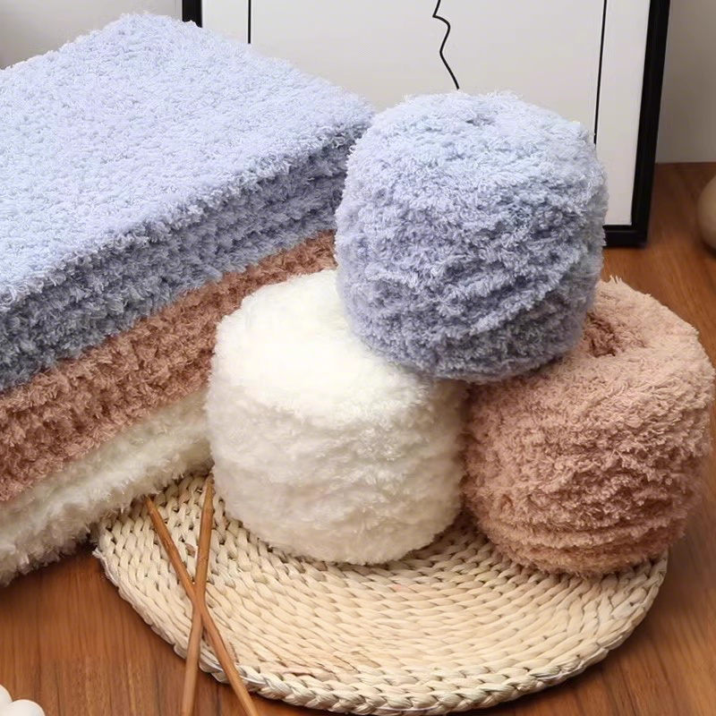 珊瑚绒毛线粗毛线三股毛巾线