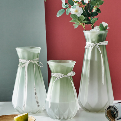 创意家居蒙砂花瓶玻璃透明客厅高