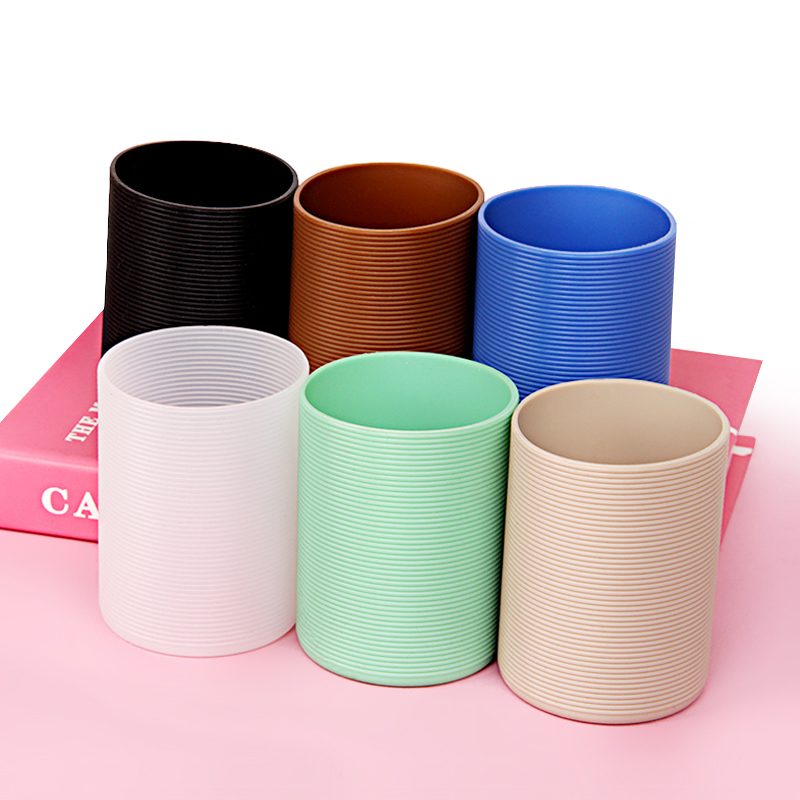 硅胶直筒杯套便携防磨损玻璃杯套水杯套保护套茶杯防滑半身套