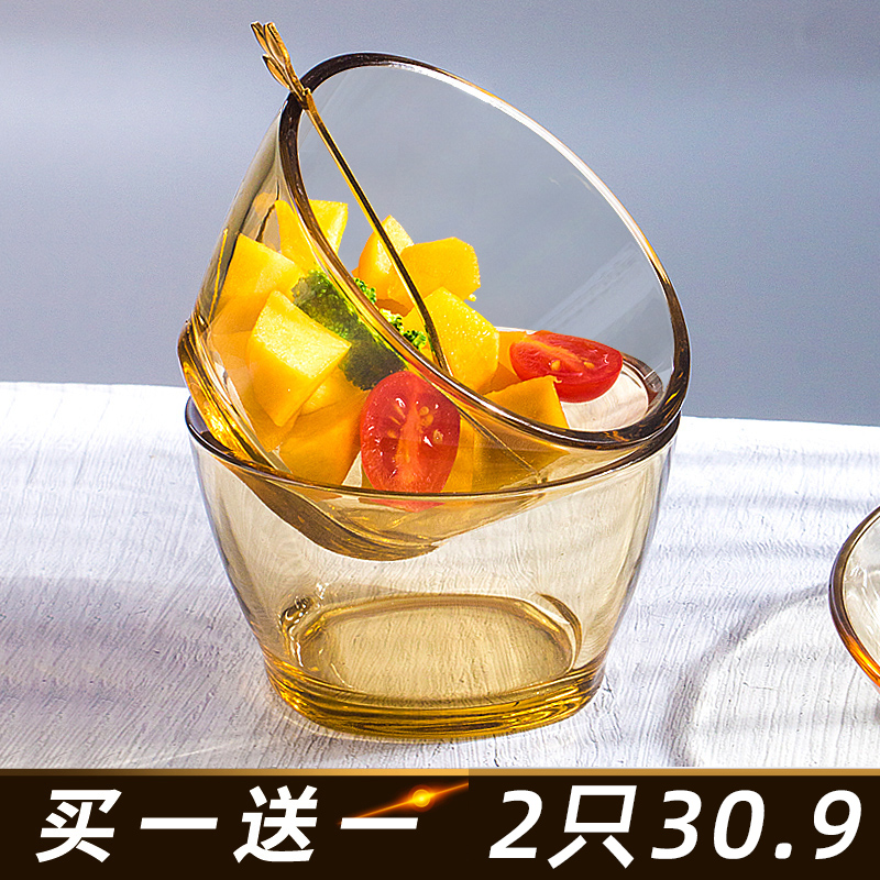 玻璃碗家用餐具单个可爱饭碗耐高温蒸蛋碗碟套装甜品沙拉水果小碗