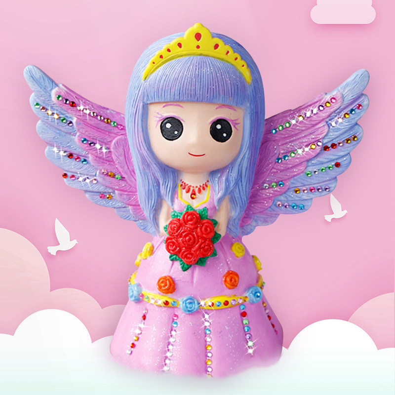 儿童女孩玩具石膏娃娃涂色公仔搪胶存钱罐公主涂鸦画玩偶白坯彩绘