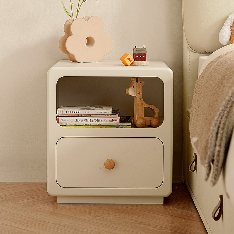 林氏奶油风儿童床头柜床边储物柜