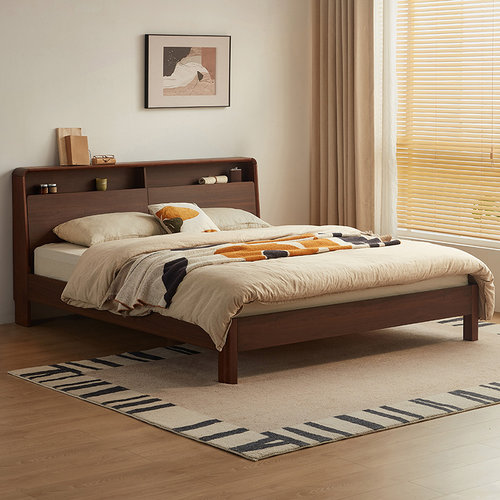 林氏家居1米5实木床加厚双人床