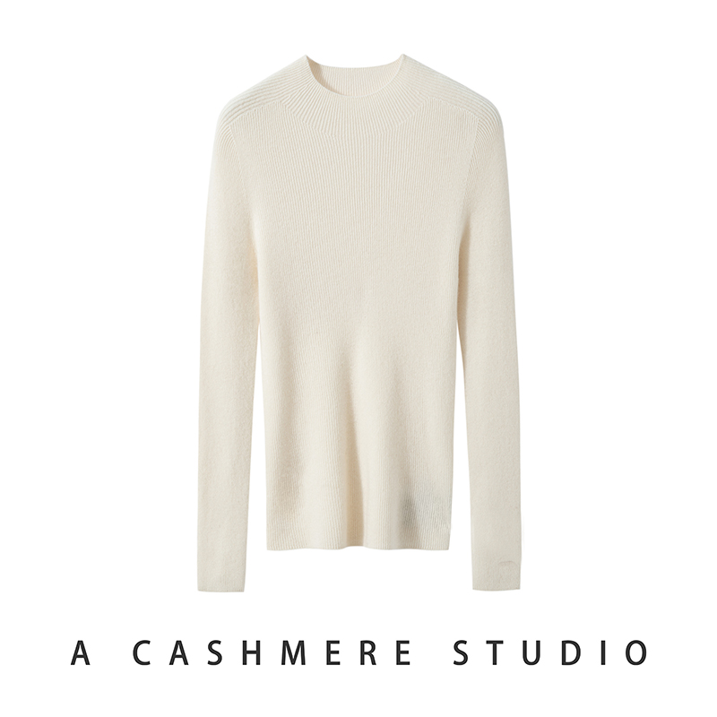 一线半高领针织衫女100%纯山羊绒