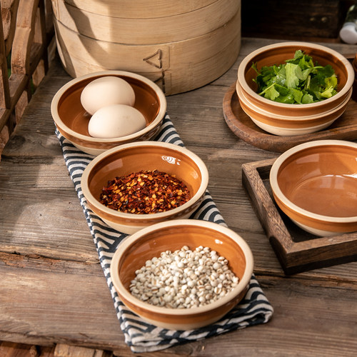 6个装土陶田园风酱料碗