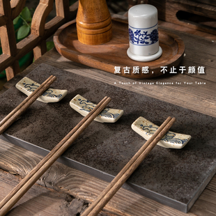 中式国风陶瓷筷子架家用高级感餐具收纳架筷托侘寂风日式筷子托子