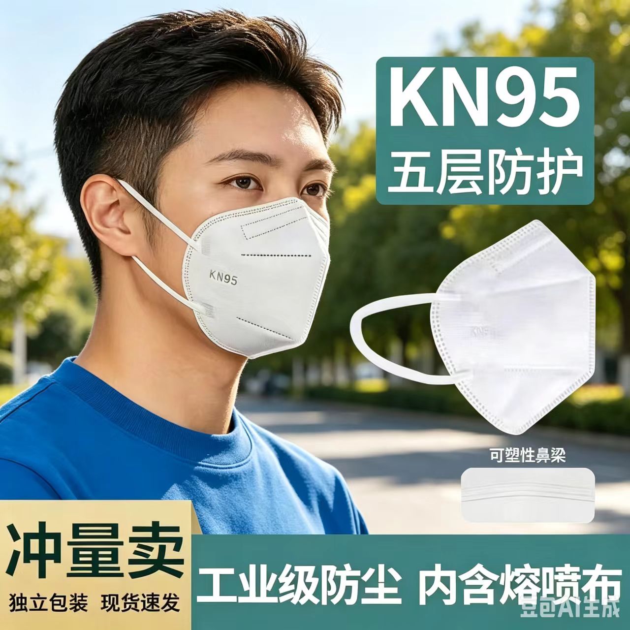 kn95防尘口罩3d立体一次性防工业粉尘防雾霾电焊工KN95成人口罩
