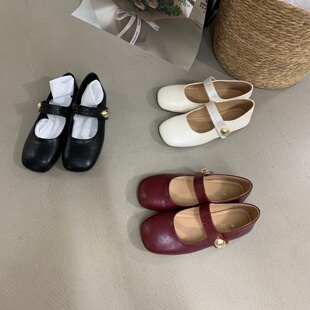 Ali Lover配裙子玛丽珍鞋女2026新款平底一字扣带软皮软底单鞋