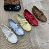 女内增高2.5不累脚软底单鞋 BEILIXUAN法式 复古交叉扣带玛丽珍鞋