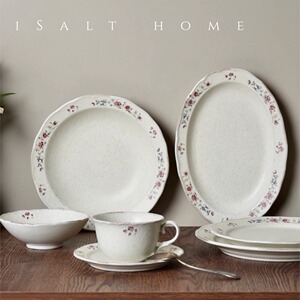 Grandma's复古粉黛系列碗盘杯精致花边菜盘沙拉牛排盘饭碗咖啡杯