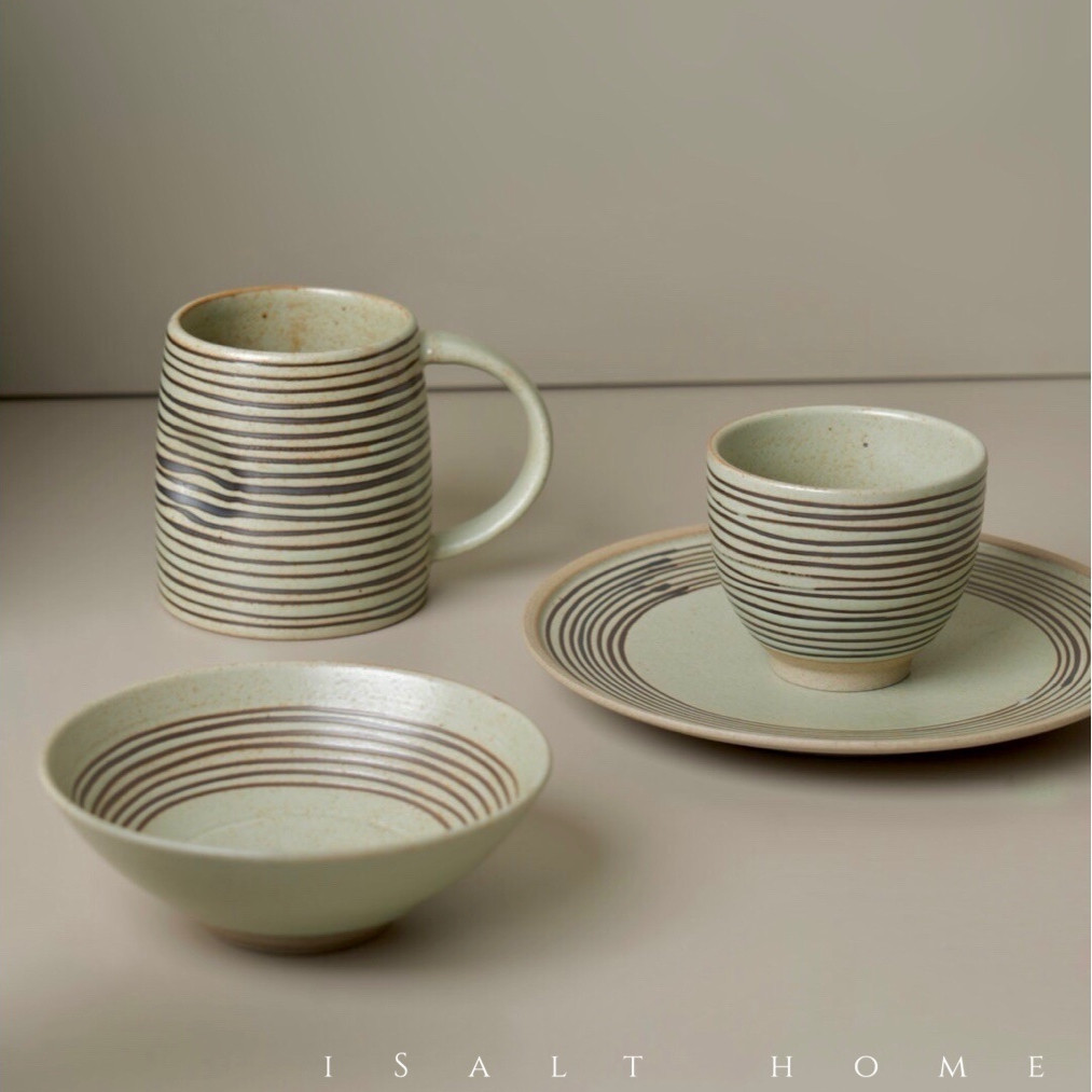 手作画釉系列粗陶青花餐具