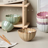 窑变花瓣莲花陶瓷碗沙拉碗酸奶甜品碗早餐碗小清新高颜值ins风