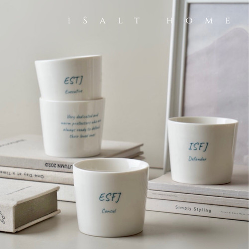 MBTI16型人格羊脂玉猪口杯咖啡杯手握杯拉花杯茶杯原创定制礼物