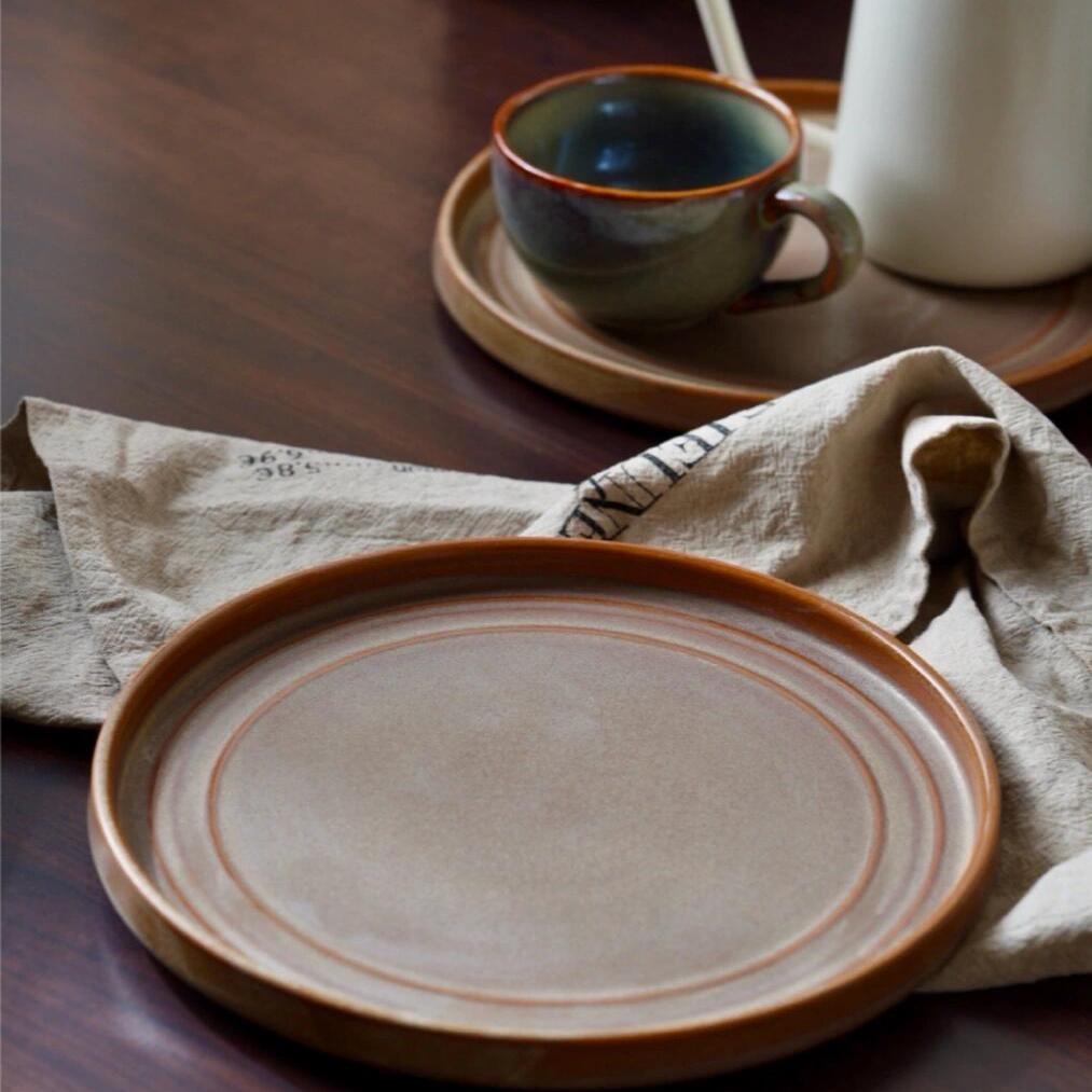 出澳洲tablekraft复古窑变圆盘创意个性菜盘西餐牛排盘