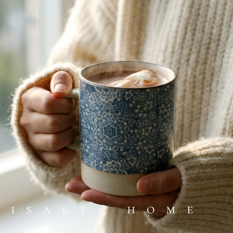 手作如意马克杯.粗陶青花手绘喝水杯大容量陶瓷牛奶杯子/出丹麦