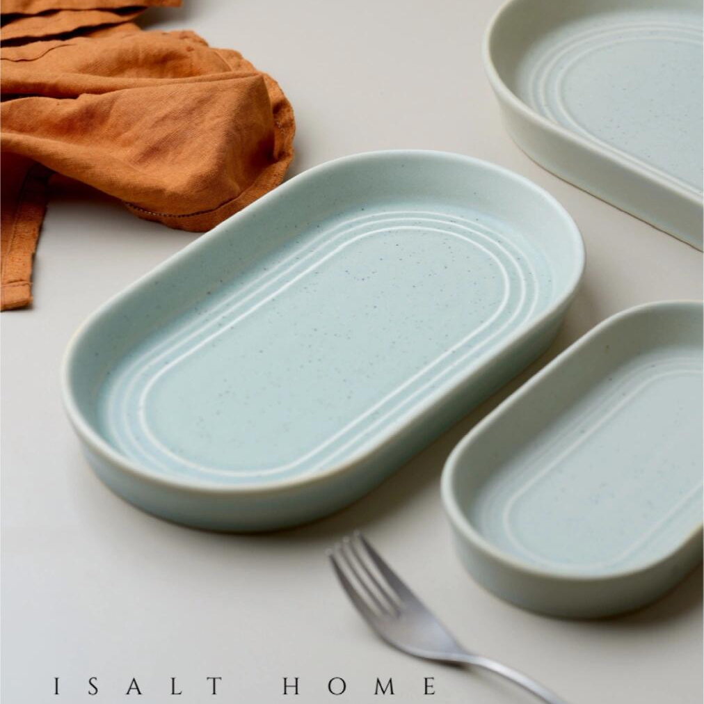 出澳洲tablekraft质感窑变椭圆盘鱼盘早餐点心甜品盘茶盘盘沙拉盘