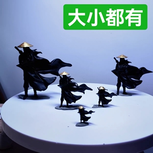 江湖故人古风侠客小摆件新中式陆微缸盆景造观景寒江孤影微缩国风