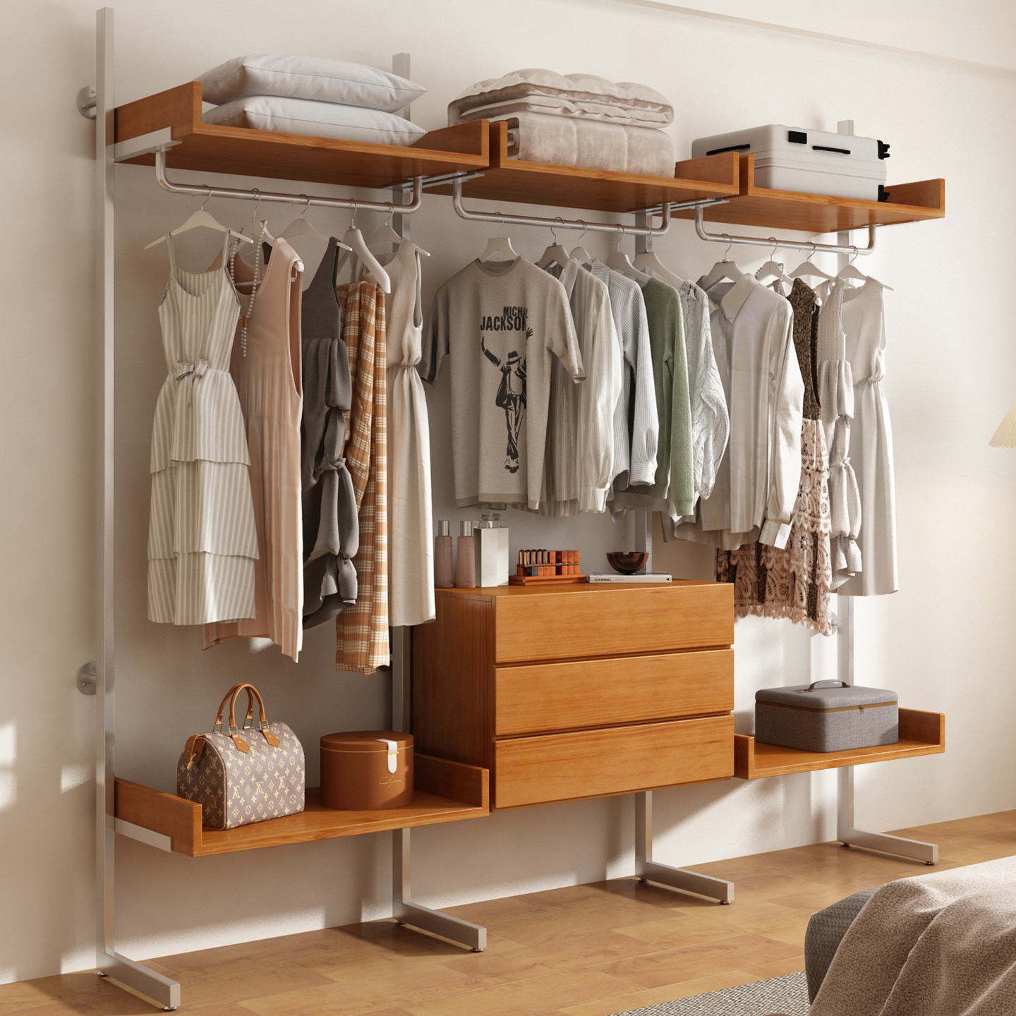 芬木简约现代实木衣柜