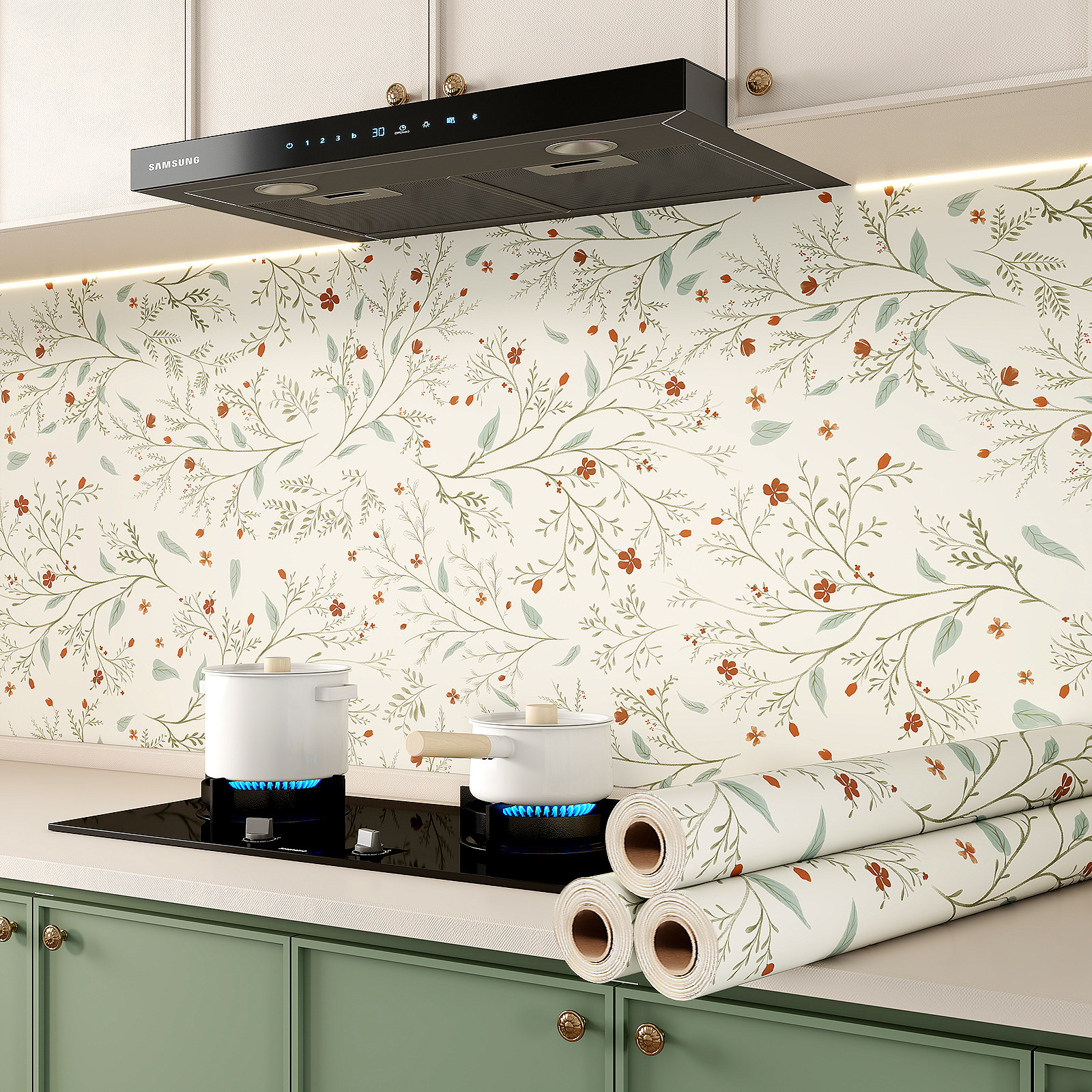 厨房防油贴纸防水自粘墙纸墙面灶台油烟机防火耐高温墙贴橱柜翻新