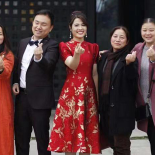 婚服 连衣裙中式 槿爷2024新款 红色玫瑰改良旗袍敬酒服新娘回门便装