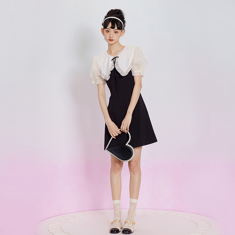 槿爷复古泡泡袖连衣裙