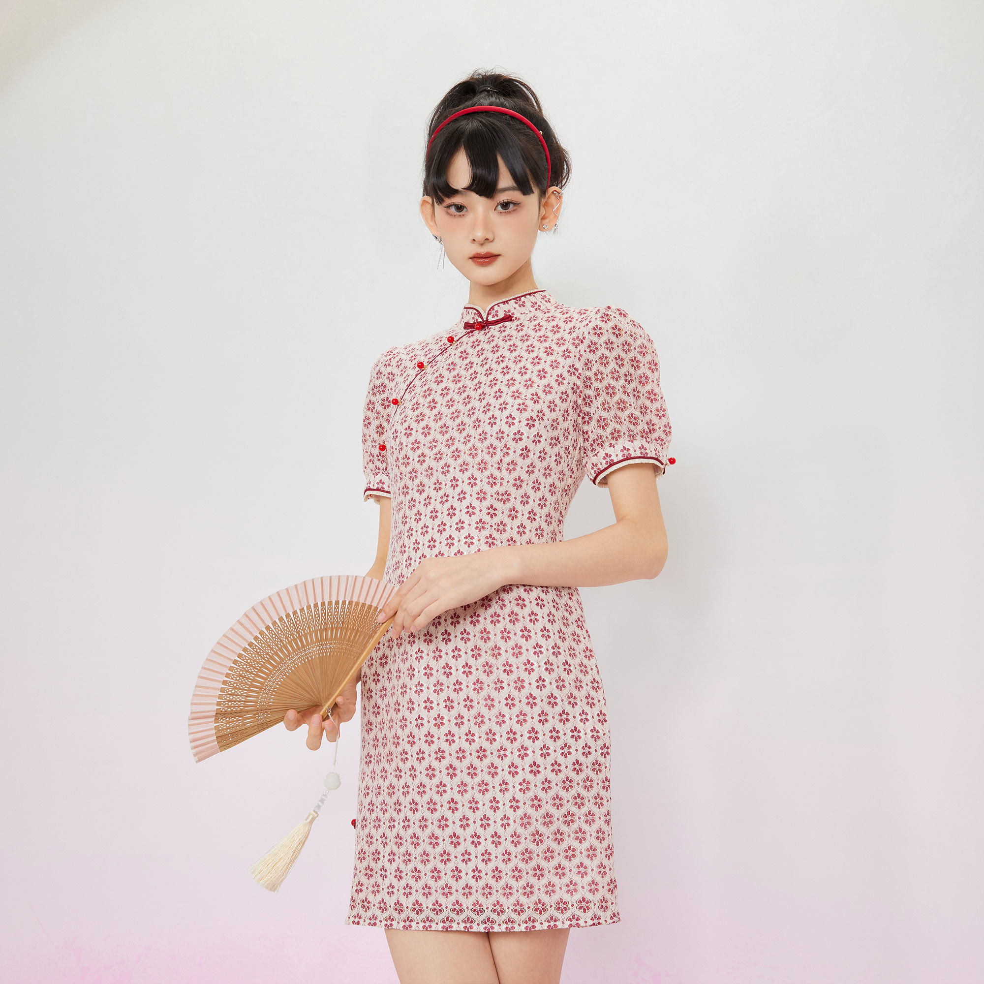 槿爷花菱名媛气质复古甜美旗袍新款2024春夏改良旗袍连衣裙高端女